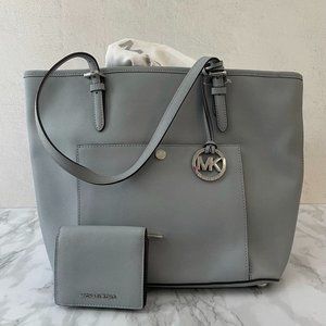 Michael Kors Gray Saffiano Leather Tote Shoulder Bag